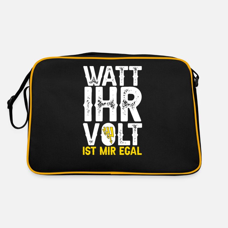 Elektriker Spruch Watt ihr volt ist mir egal? - Retro Tasche - Schwarz/Gold