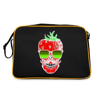 Sommer Hipster Skull Erdbeere mit Sonnenbrille - Retro Tasche - Schwarz/Gold - Hinten