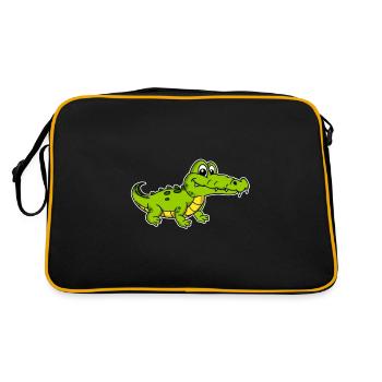 Cute Aligator Crocodile Costume Gift Idea - Retro Bag - black/gold - Back