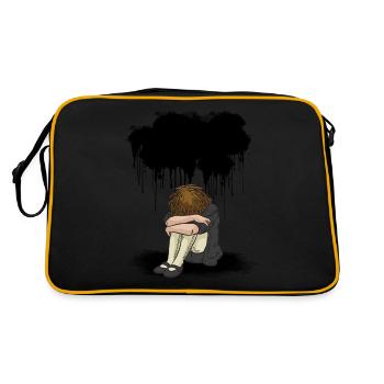 Trauriges Mädchen schwarz Wolke Depression - Retro Tasche - Schwarz/Gold - Hinten