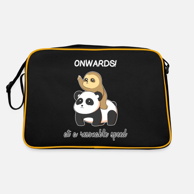 Weiter mit einer angemessenen Geschwindigkeit Lustiges Faultier auf Panda Retro Tasche
