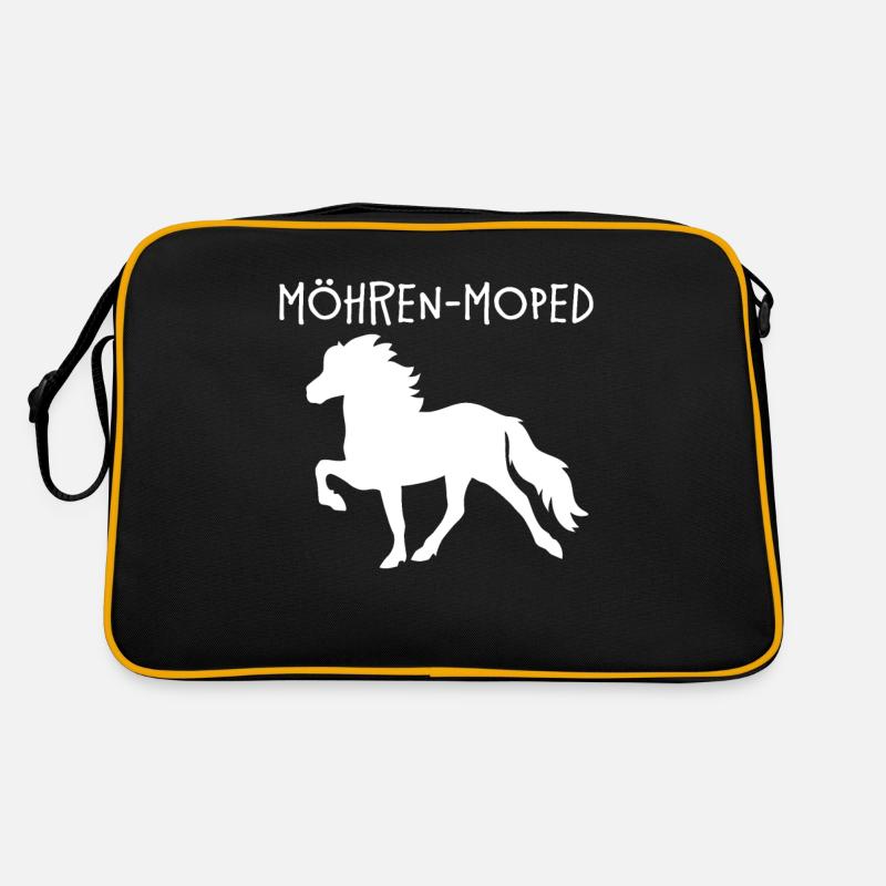 Möhren Moped Islandpferd - Retro Tasche - Schwarz/Gold