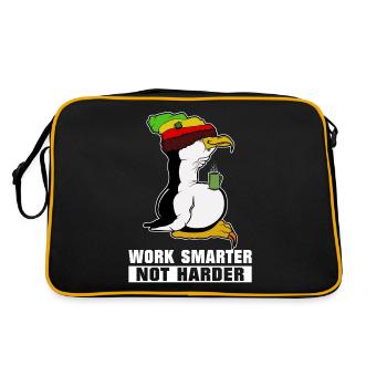 Linux Pinguin Kaffeepause Rasta Informatik PC Nerd - Retro Tasche - Schwarz/Gold - Hinten