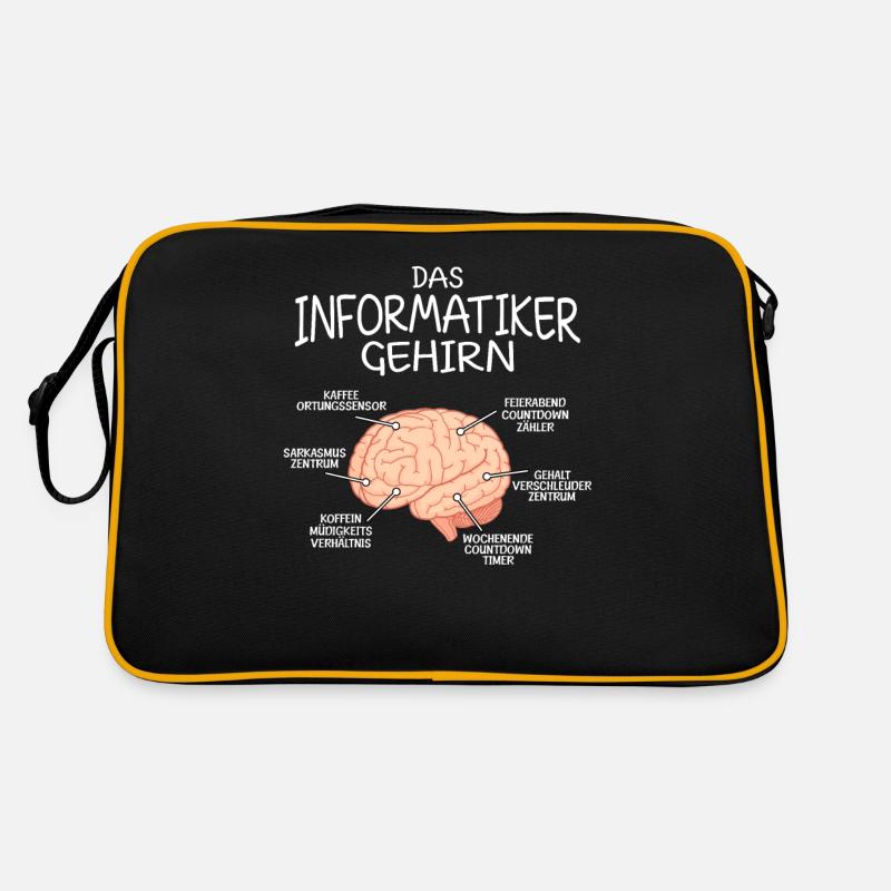 Informatiker Gehirn Informatik - Retro Tasche - Schwarz/Gold