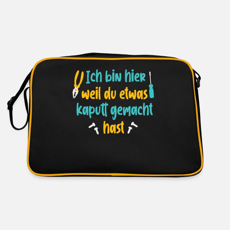 Heimwerker Handwerker Geschenk - Retro Tasche - Schwarz/Gold