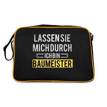 Lass mich durch ich bin Baumeister Berufe Handwerk - Retro Tasche - Schwarz/Gold - Hinten
