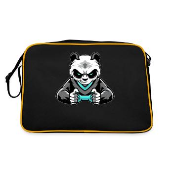 Panda Bear gaming console gambler nerd gamer video - Retro Bag - black/gold - Back