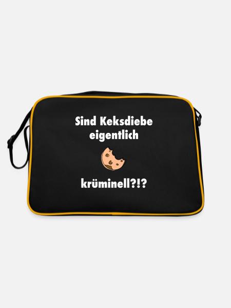 Sind Keksdiebe eigentlich krüminell Keks kriminell - Retro Tasche - Schwarz/Gold - Hinten