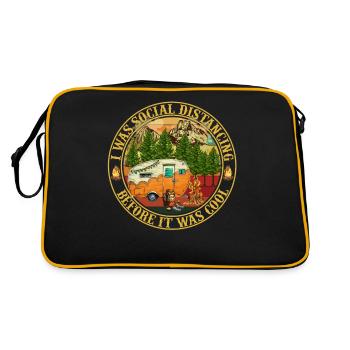 I Was Social Distancing Before It Was Cool Funny - Retro Tasche - Schwarz/Gold - Hinten