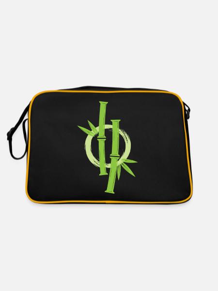 Bamboo Japanese Enso Circle - Retro Bag - black/gold - Back