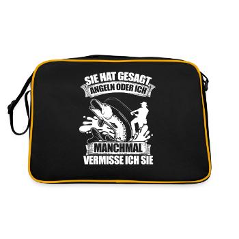 Angeln oder Ich - Angler Angeln - Retro Tasche - Schwarz/Gold - Hinten