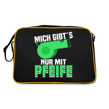 Lustig Schiedsrichter Schiri Fußball Geschenk - Retro Tasche - Schwarz/Gold - Hinten