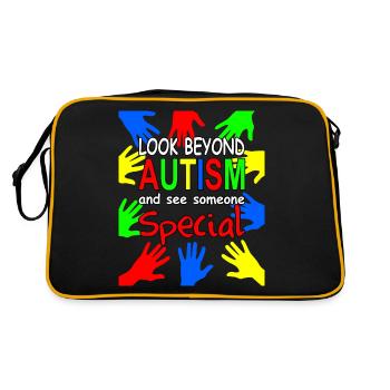 Autist, Autismus - Retro Bag - black/gold - Back