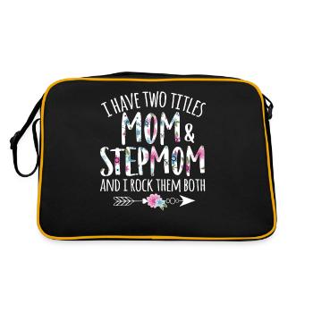 Ich habe zwei Titel Mama und Stiefmutter - Stiefmutter - Retro Tasche - Schwarz/Gold - Hinten