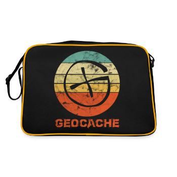 Geocaching Vintage Retro - Retro Tasche - Schwarz/Gold - Hinten