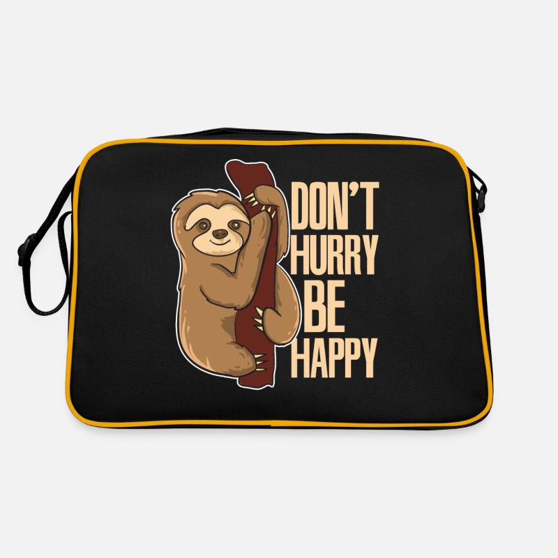 Funny Lazy Sloth Don't Hurry Be Happy Sloths Retro Bag