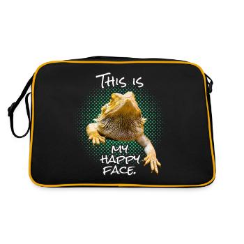 Ceci est mon visage heureux Funny Bearded Dragon Reptilli - Sac Retro - noir/or - Dos