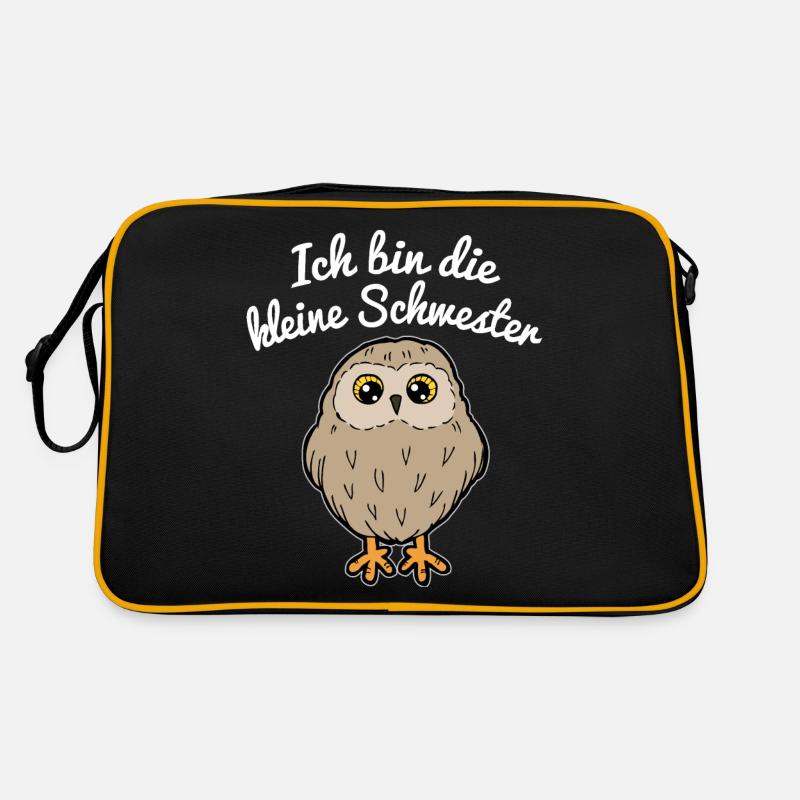 Kleine Schwester Eule Uhu Geschenk Geschwister Retro Tasche
