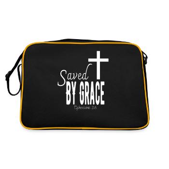 SAVED BY GRACE - Ephesians 2.8 - Retro Bag - black/gold - Back