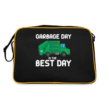 Rubbish day garbage truck waste trucks garbage disposal - Retro Bag - black/gold - Back