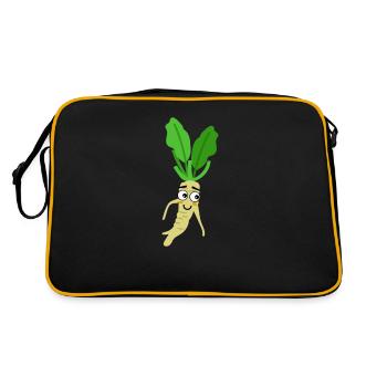 Rettich Witziges Gemüse Gesund Natur - Retro Tasche - Schwarz/Gold - Hinten