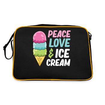 Sommer Eiscreme Kinder Frieden Liebe und Eiscreme - Retro Tasche - Schwarz/Gold - Hinten