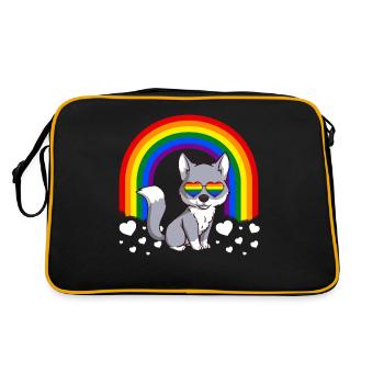 Gay Pride Rainbow Wolf LGBT - Sac Retro - noir/or - Dos