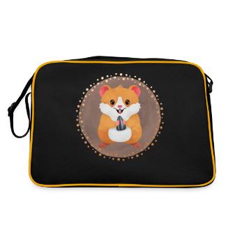 Hamster mignon en riant - Sac Retro - noir/or - Dos