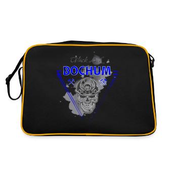 Bochum Glück Auf Totenkopf Ruhrpott Geschenk - Retro Tasche - Schwarz/Gold - Hinten