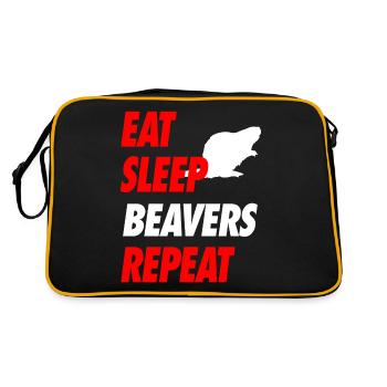 EAT SLEEP BEAVERS REPEAT T Shirt - Retro Tasche - Schwarz/Gold - Hinten