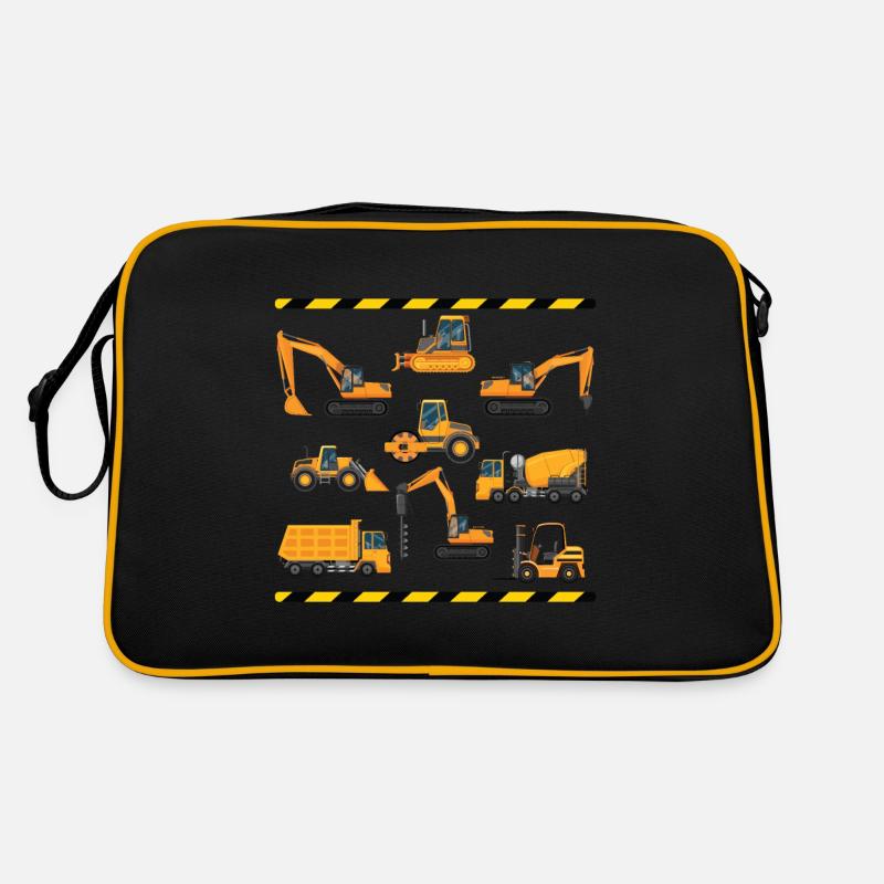 Baggerfahrer Bau Bagger Junge Kindergarten Retro Tasche