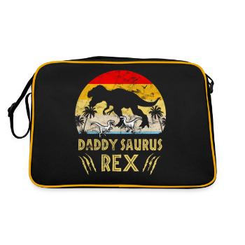 Daddy Saurus Rex Father's Day Papa Saurus Gift - Retro Bag - black/gold - Back