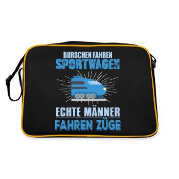 Burschen Fahren Sportwagen Echte Männer Fahren Züg - Retro Tasche - Schwarz/Gold - Hinten