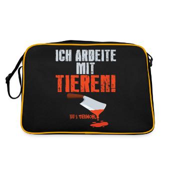 Metzger - Ich Arbeite Mit Tieren - Retro Tasche - Schwarz/Gold - Hinten