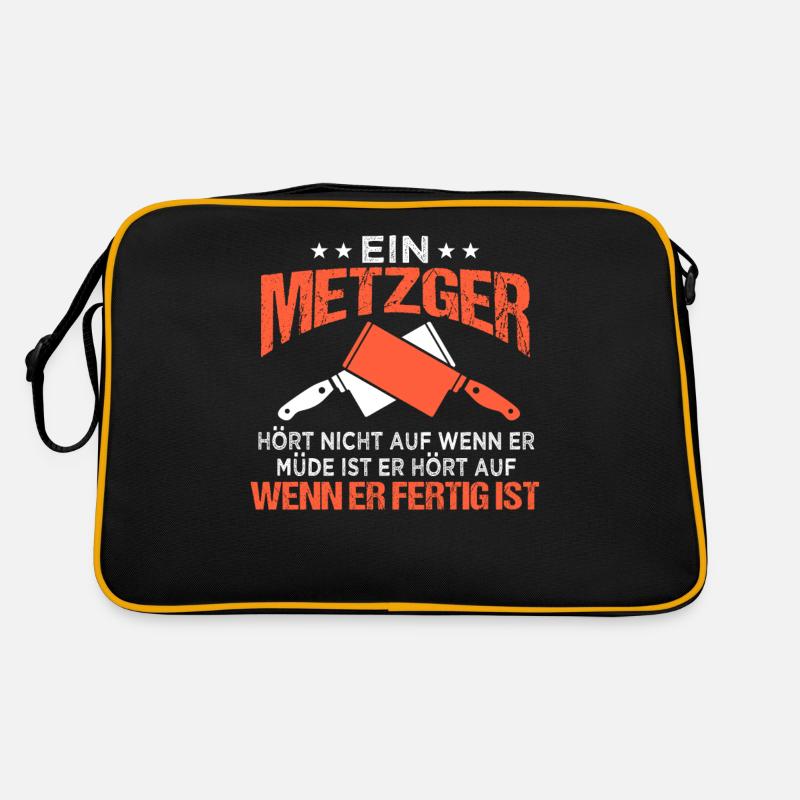 Lustig Metzger Spruch Beil Fleischer Geschenk - Retro Tasche - Schwarz/Gold