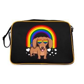 Gay Pride Teckel Dog LGBT Rainbow - Sac Retro - noir/or - Dos