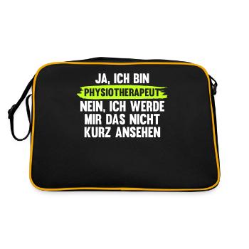 Lustig Physios Physiotherapeut Spruch Geschenk - Retro Tasche - Schwarz/Gold - Hinten