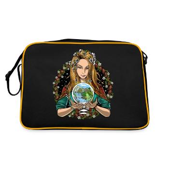 Hippie Naturschamane - Retro Tasche - Schwarz/Gold - Hinten
