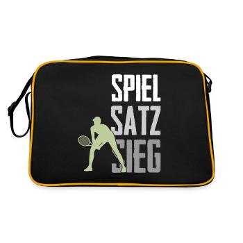 Tennis Spiel Satz Sieg - Retro Tasche - Schwarz/Gold - Hinten