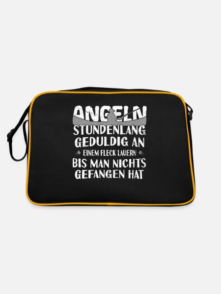 Angeln - Retro Tasche - Schwarz/Gold - Hinten
