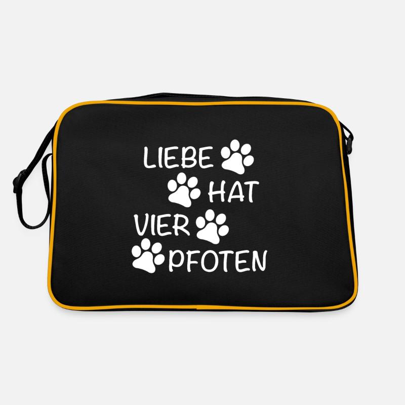 Liebe hat vier Pfoten - Retro Tasche - Schwarz/Gold
