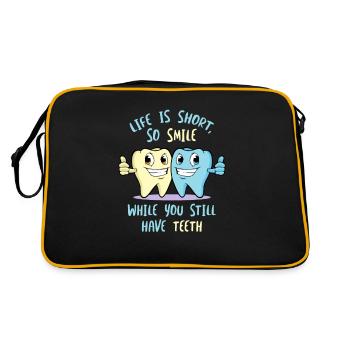 Life Is Short So Smile While You Still Have Teeth - Retro Bag - black/gold - Back