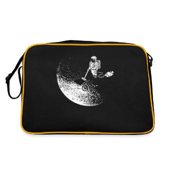 Astronaut mit Staubsauger - Mond & Weltall - Retro Tasche - Schwarz/Gold - Hinten