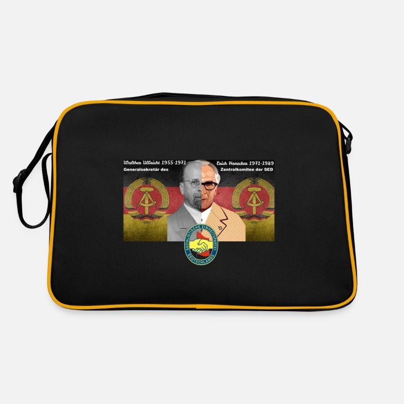 Ulbricht Honecker Halbportrait SED - Retro Tasche - Schwarz/Gold