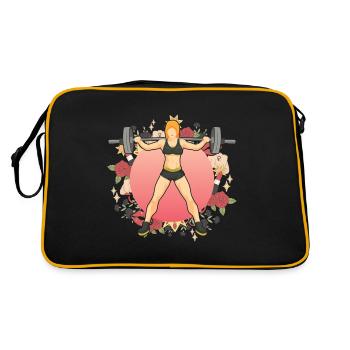 Girl weight lifting woman motivation feminism - Retro Bag - black/gold - Back