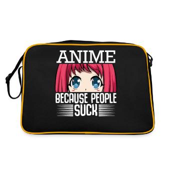 Anime Because People Suck Baka Kawaii Senpai Manga - Retro Bag - black/gold - Back