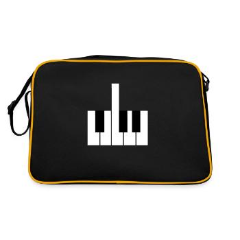 Klavier Mittelfinger Geschenk Musik Piano Oper Fun - Retro Tasche - Schwarz/Gold - Hinten