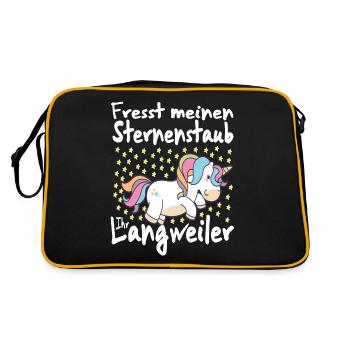 Einhorn Fresst meinen Sternenstaub - Retro Tasche - Schwarz/Gold - Hinten