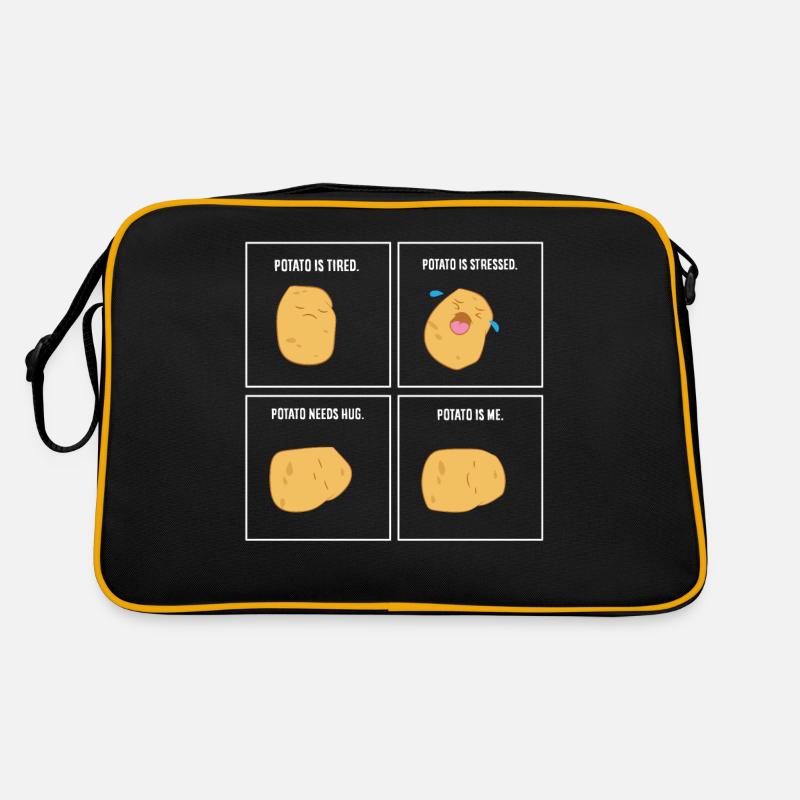 Ich bin eine Kartoffel - Retro Tasche - Schwarz/Gold