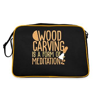 Wood carving meditating - Retro Bag - black/gold - Back